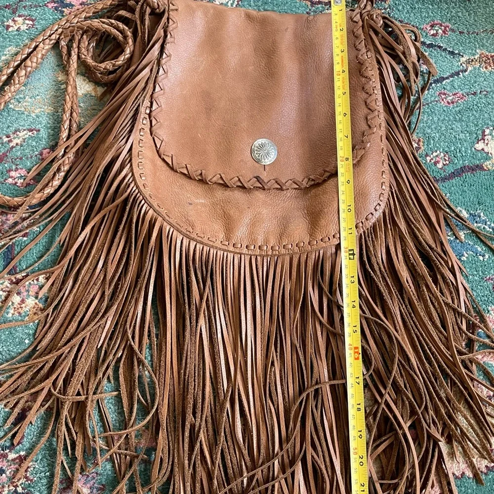 Polo by Ralph Lauren Tan Leather Fringe Shoulder Bag - Picture 7 of 9